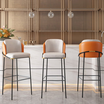 Counter Height Bar Stool Upholstered PU Leather Counter Stool with Footrest